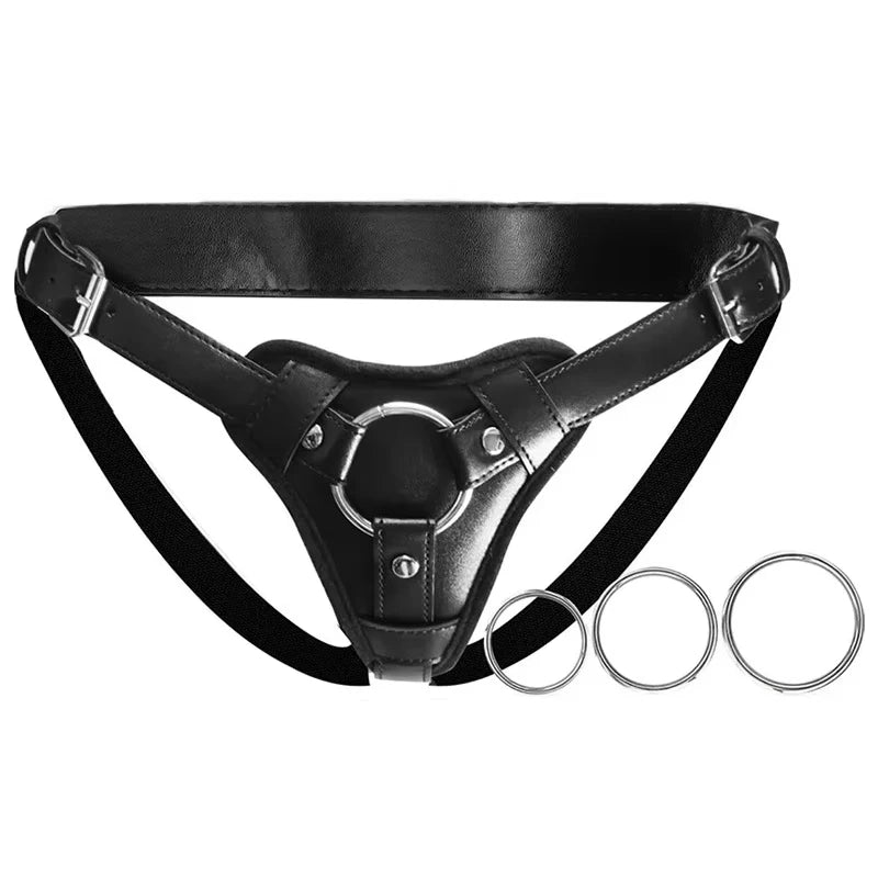 Strap On Dildo Harness Sex for BDSM, High-quality Wearable Leather Pants Men Pegging Dildo, Adjustable Belt Multiple Sizes Rings