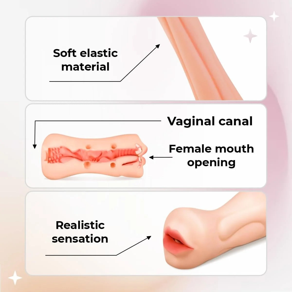 2 In 1 Male Oral Sexy Masturbator Deep Throat Vacuum Blowjob Cup Realistic Artificial Vagina Pussy Soft Silicone Sex Toy for Men
