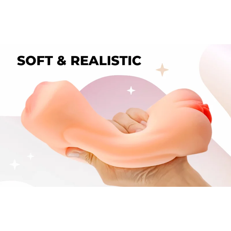 2 In 1 Male Oral Sexy Masturbator Deep Throat Vacuum Blowjob Cup Realistic Artificial Vagina Pussy Soft Silicone Sex Toy for Men