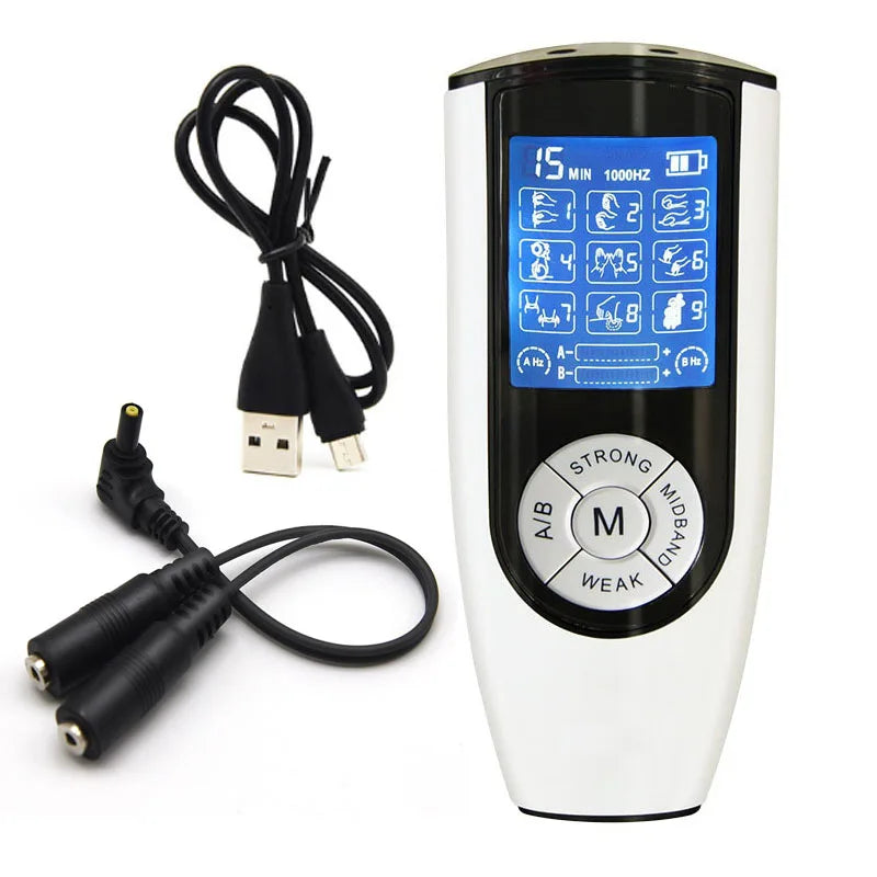 Bdsm Strong Electric Stimulation Massage Power Therapy Box Machine USB Charging Electro Shock Dual Output Host,Sex Medical Tools