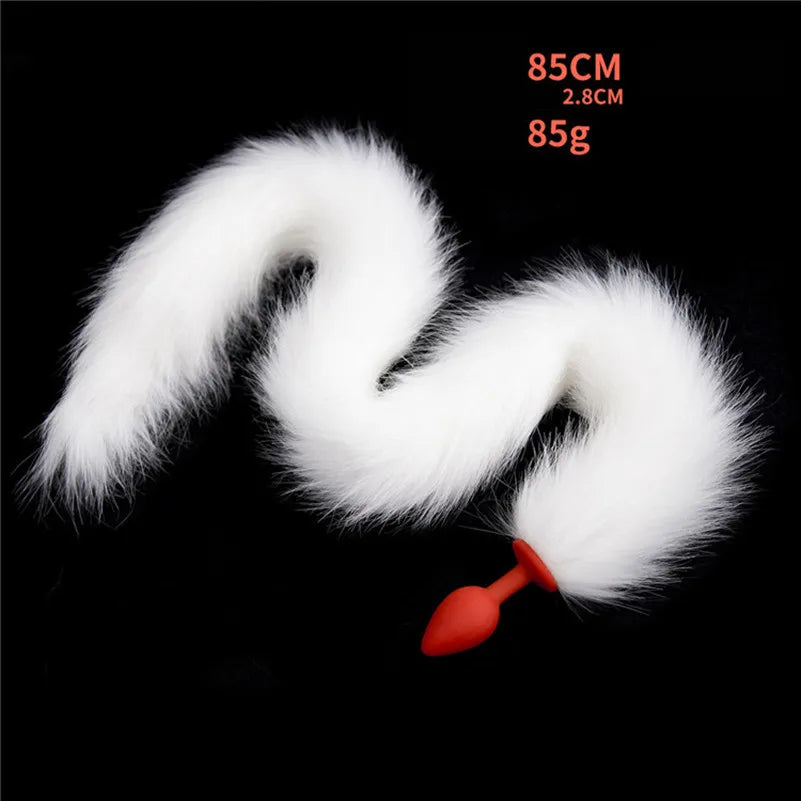 85cm Long FOX Tail Anal Plug Sexy Toys Furry Fox Butt Plug BDSM Flirt Anus Plug For Women BDSM Adult Games For Couples Cute girl