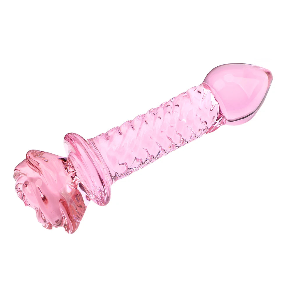 Sex Toys for Women Adult Products Butt Stimulation Anal Bead Pink Rose Flower Shape Anal Plug Prostate Massager Glass Dildo