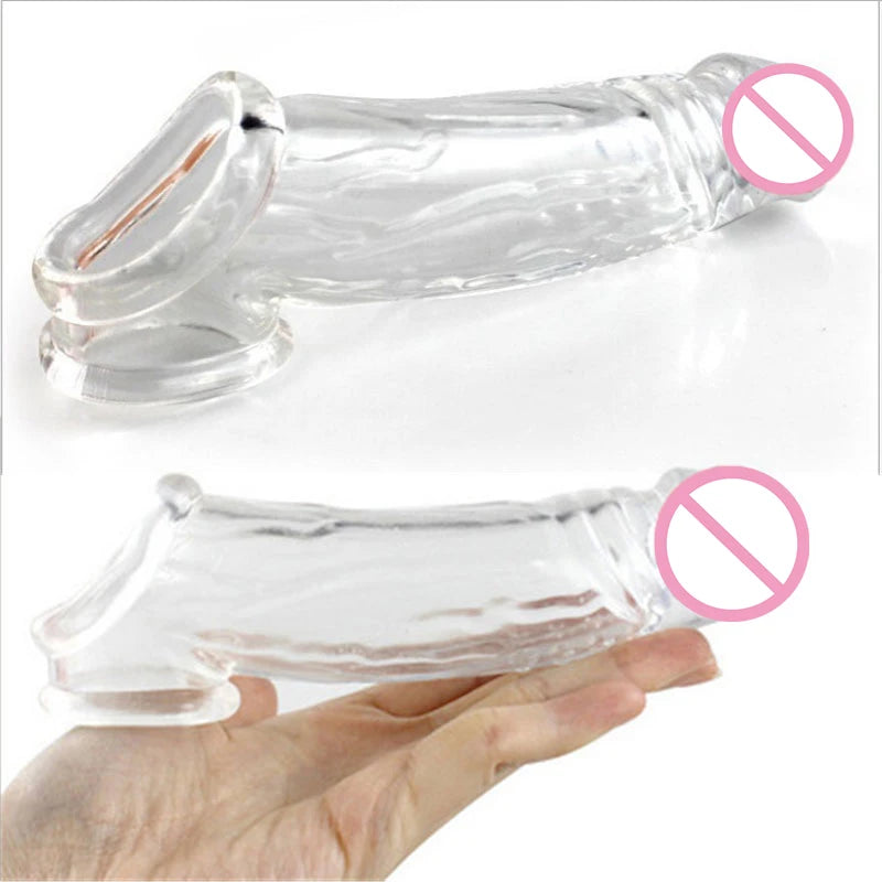 Male Cock Time Sex Toys For Men Organ Chastity Reusable Penis Enlargement Silicone Condoms Penis Extension Ring Sleeve Vibrators