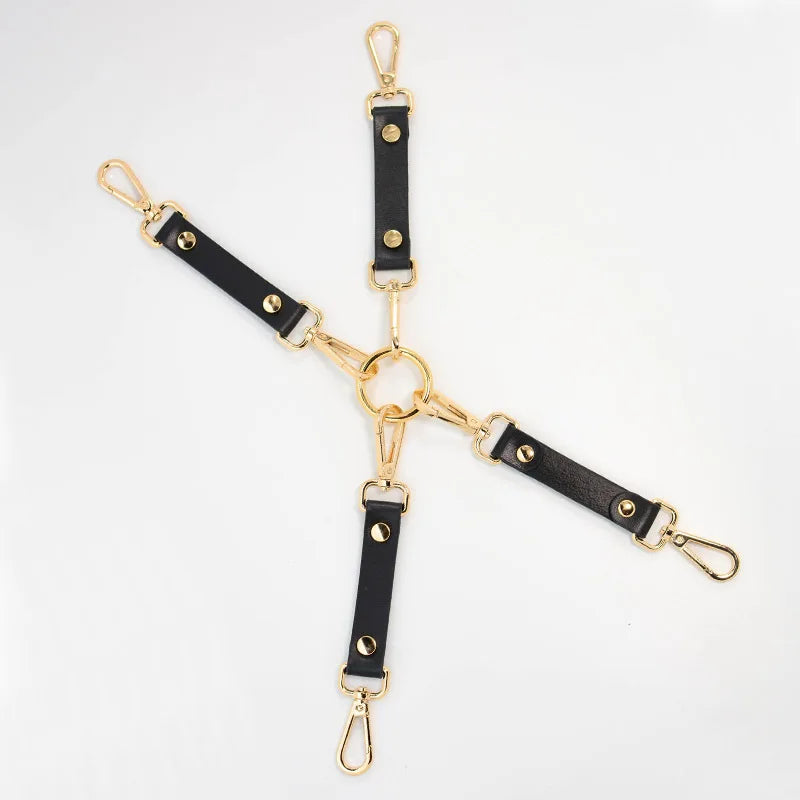 Genuine Leather Cross Buckle Bondage BDSM for Adults not include Handcuffs