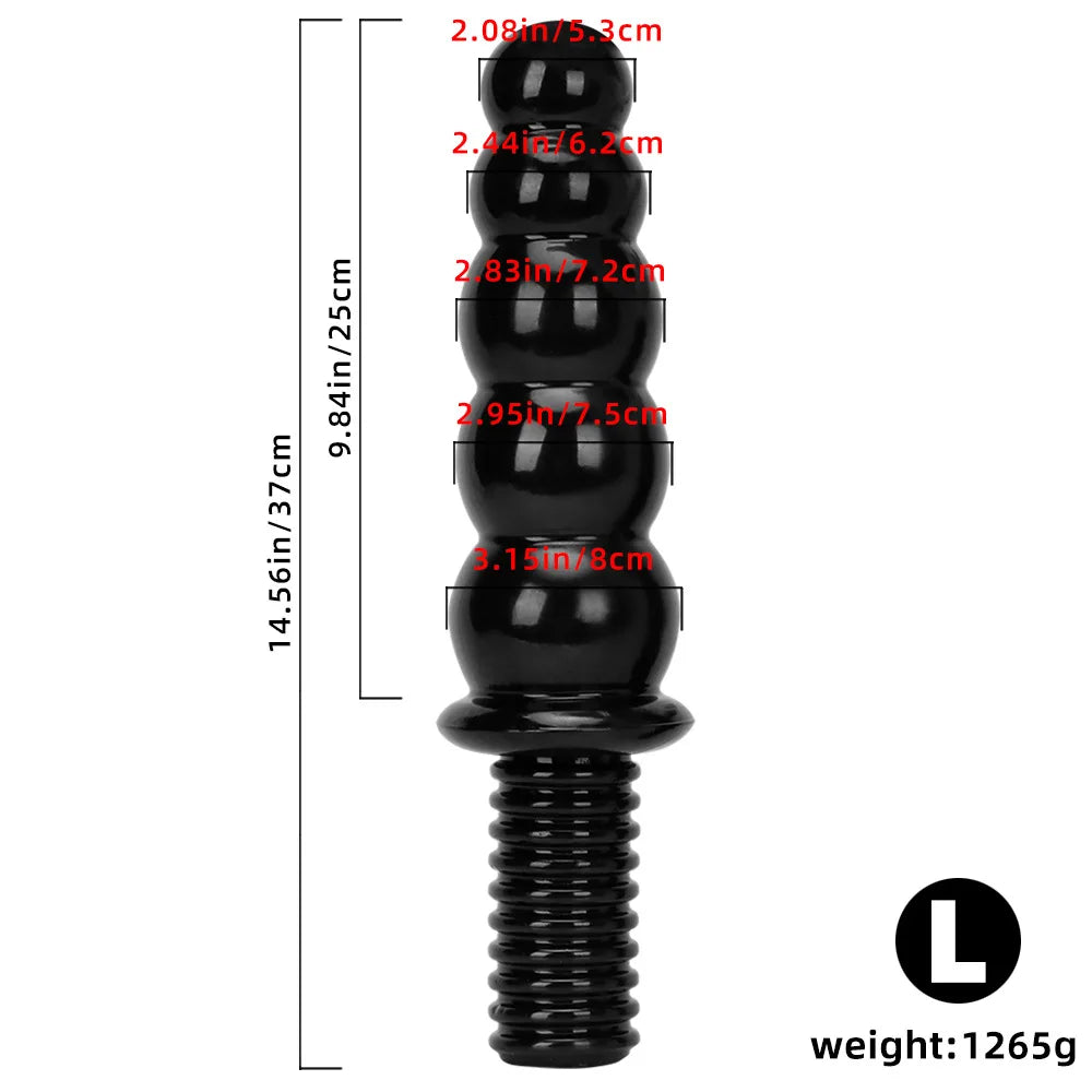 Dual-Use Five-Beaded Anal Plug Enormous Smooth PVC Dildos Sex Toy G-Spot Butt Masturbator SM Dilator Adult Product for Men Women