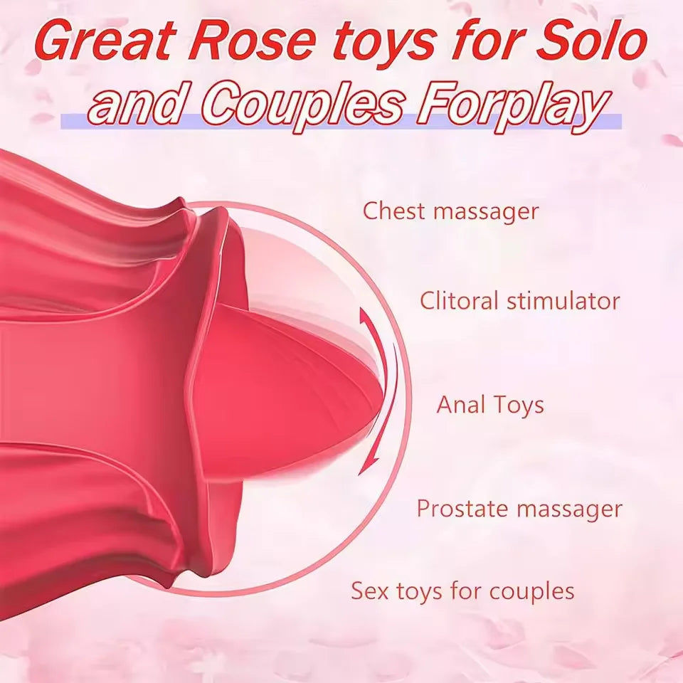 Rose Toy Tongue Licking Vibrator for Women Oral Clit Stimulator Female G Spot Vibrating Masturbation Massager Sex Toys for Adult