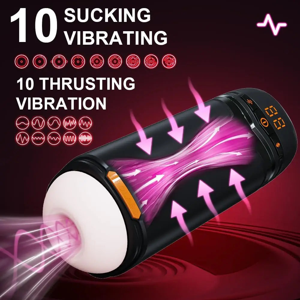 Male Masturbator Male Sex Toys for Men Upgrade Vacuum Pump Thrusting Rotating Vibrating Sucking Licking LCD Adult Toys