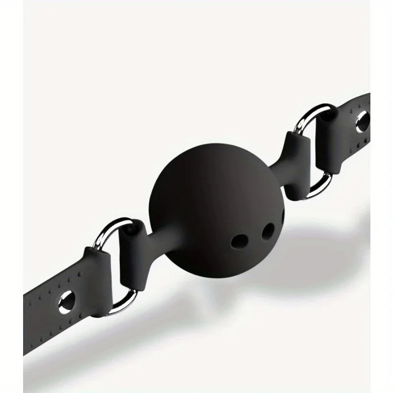 BDSM Silicone Gag Ball, Breathable Hollow Design with Adjustable Strap, Small Medium Large Size for Beginner Training