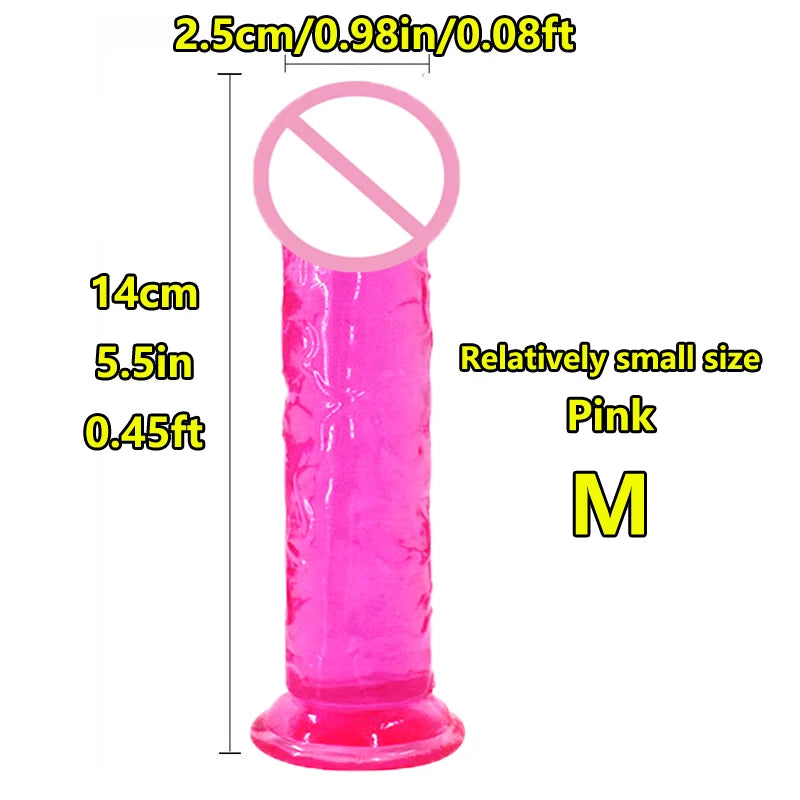 Super Cheap 7 Sizes 5 Colors Realistic Soft Jelly Dildo Suction Cup Adult Sex Toy for Women and Men Vaginal and Anal Masturbator