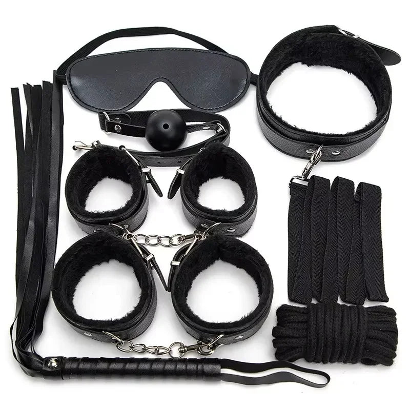 Sexy Toys for Cosplay Couples Adult Products 18 Handcuffs Erotic Accessories Bondage Hemp Rope Mask Sex SM BDSM Bondage Kit Set