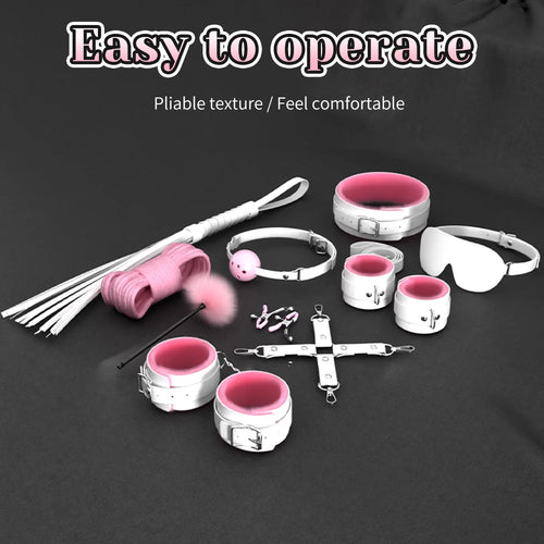 BDSM Adult Sex Toy Kits Sets for Sexy Games Bondage Mask Set Feather Handcuffs Ankle Cuff Restraints for Couple Sexual Aids 18+