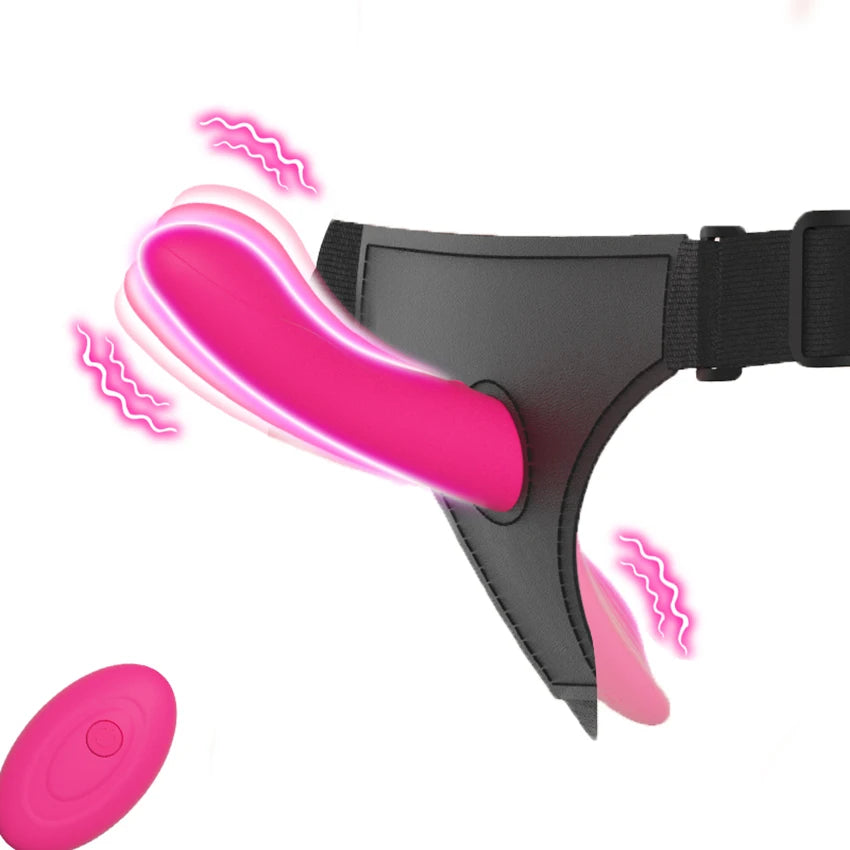 Strap-On Vibrating Dildo Adjustable Harness Vibrator with 10 Vibration Modes Wearable Harness Sex Toy for Female Couple Lesbians