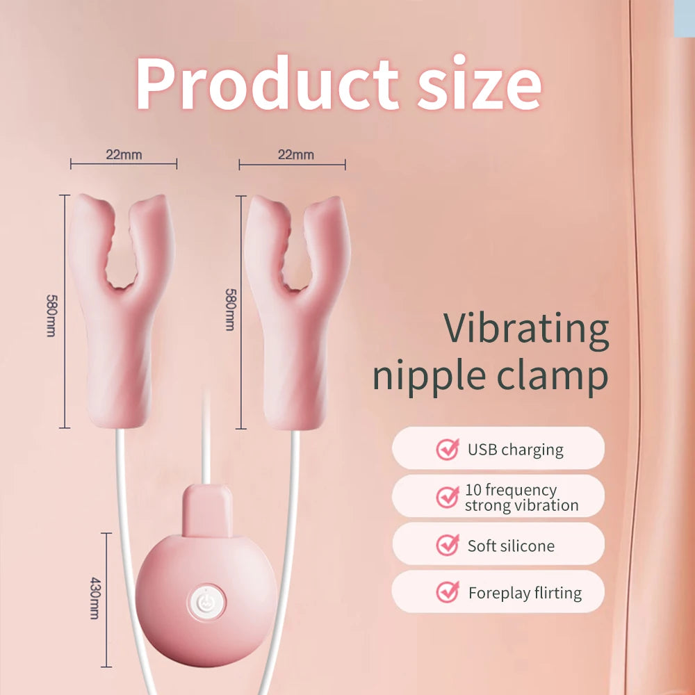 Sex Toys for Women Couple Breast Massage 10 Frequency Nipple Clamps Clitoral Clip Nipple Vibrator Nipple Clitoral Stimulation
