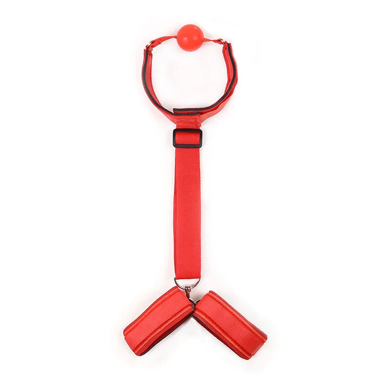 Bdsm Bondage Set Restraint Adult Game Handcuff Neck Collar Wrist Mouth Gag Strap Fetish SM Sex Toy For Woman Couples No Vibrator
