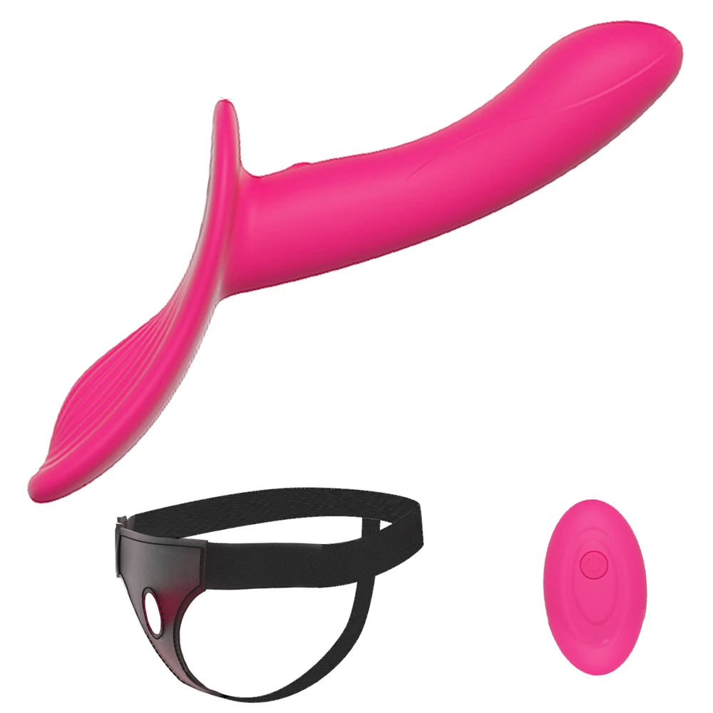 Strap On Double Headed Vibrating Dildo Adjustable Vibrator With 10 Speeds G-spot Vagina Massager Wearable Harness Sex Toy
