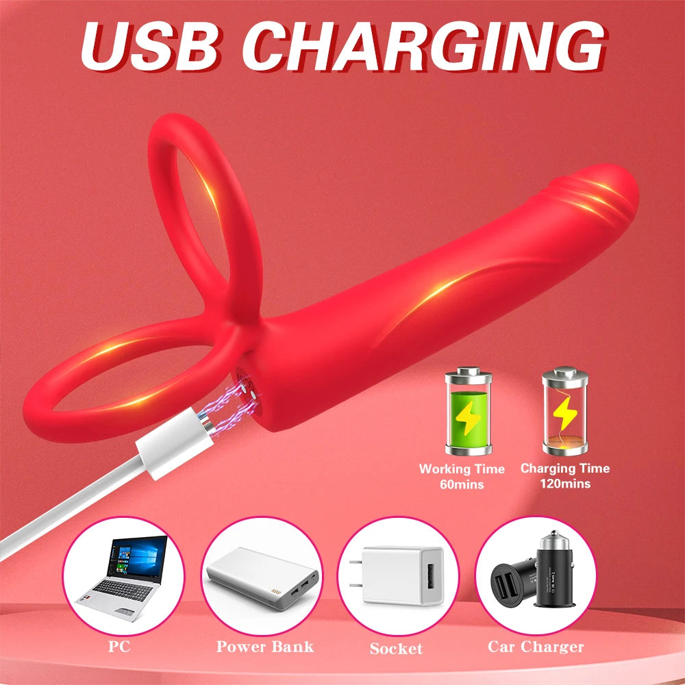 Strap On Anal Plug Vibrator Dick Dildo Sex Toys For Men Couples Bullet Vibrator Penis Ring Double Penetration Vagina Butt Plug