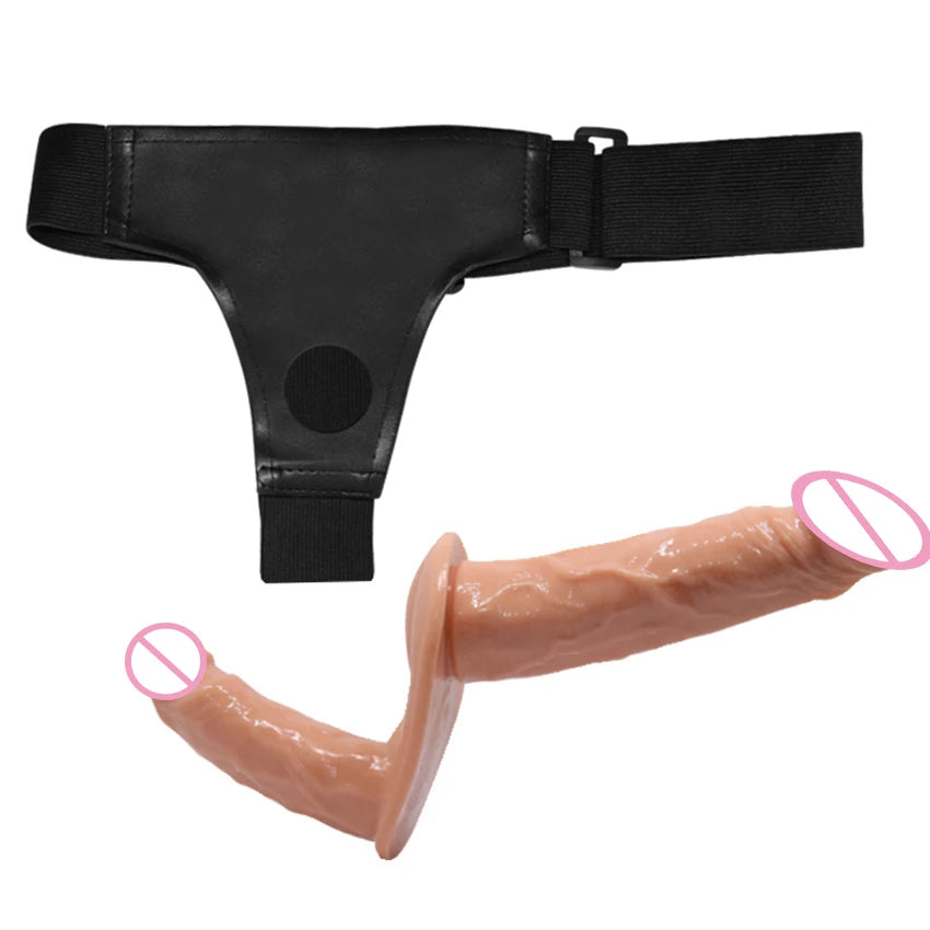 Strap On Dildo Double Penis Dual Ended Strapon Ultra Elastic Harness Belt  Adult Sex Toys for Woman Couple Anal Soft Dildos 18