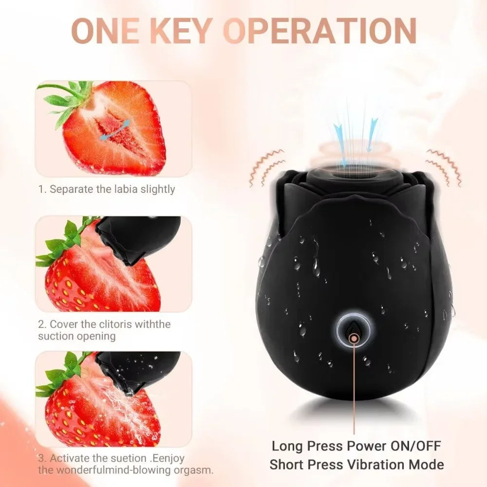 Rose Vibrator Toy G-Spot Clit Stimulator Nipple Massager Tongue Licking Masturbator for Adult Women Sex Toy
