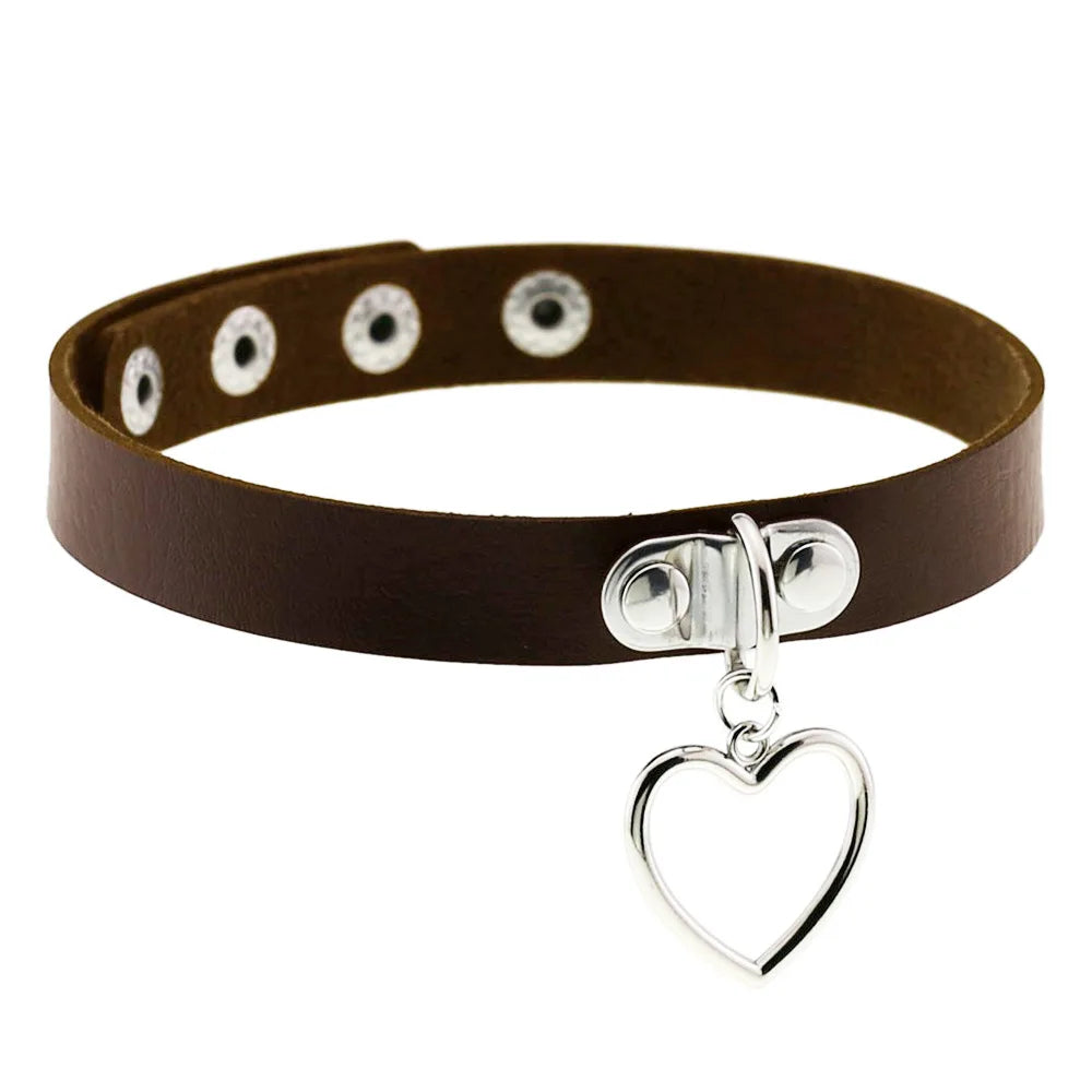 Heart Pendant Necklace Jewelry Punk Bdsm Slave Gothic Goth Choker for Woman