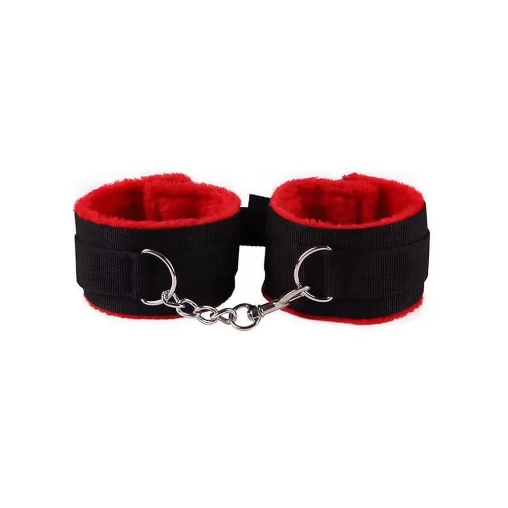 BDSM set handcuffs, foot shackles, metal anus plugs, vibration sticks, eye masks, sexy underpants, couple flirting bed bindings