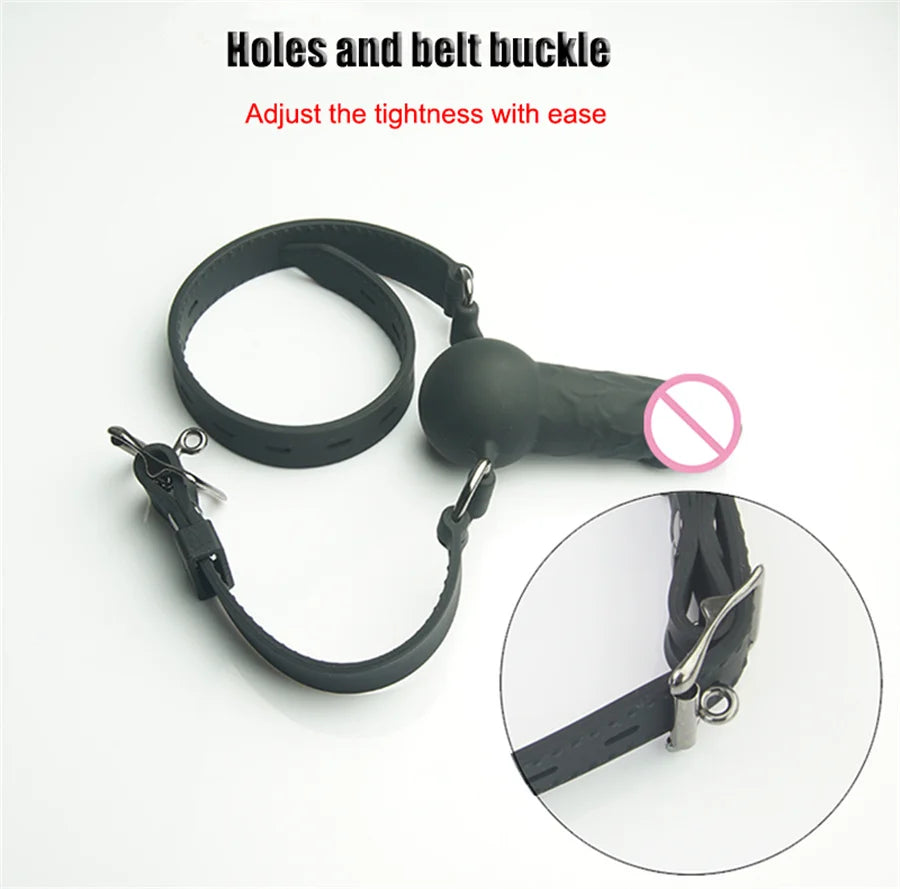 BDSM Bondage Dildo Fetish Double Ended Gagging Mouth Sex Toys For Couples Medcial Silicone Adult Game Open Mouth Oral Dildo Gag