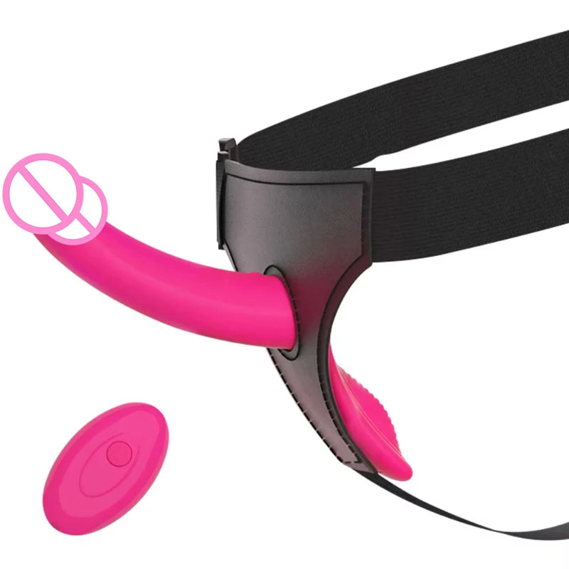 Strap-On Vibrating Dildo Adjustable Harness Vibrator with 10 Vibration Modes Wearable Harness Sex Toy for Female Couple Lesbians