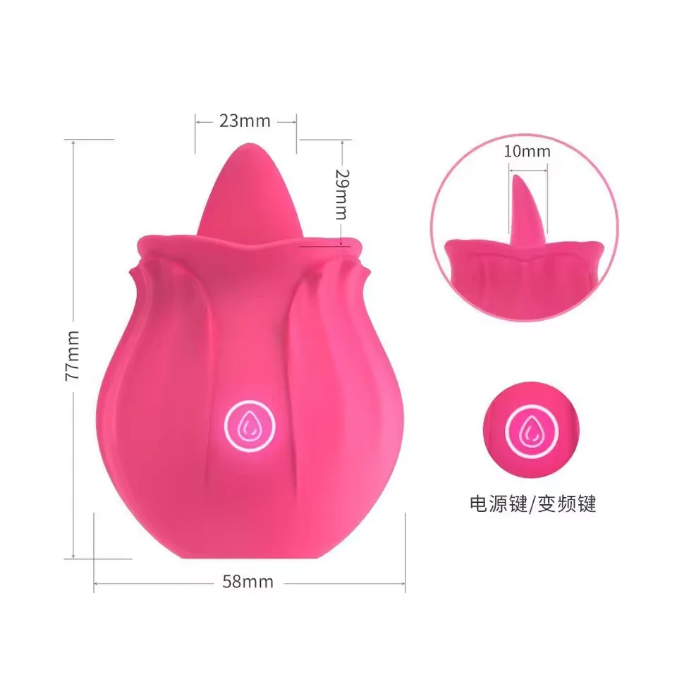 Rose Toy Tongue Licking Vibrator for Women Oral Clit Stimulator Female G Spot Vibrating Masturbation Massager Sex Toys for Adult