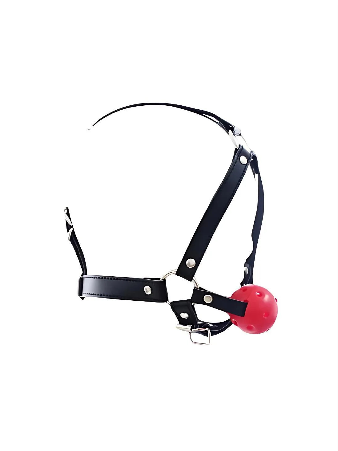 Exotic Accessories - Sex Flirting Mouth Gag Toy for Couples, Adult Erotic SM Leather Harness with Dribbling Soft Ball Mouth Plug
