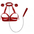 BDSM Adjustable Handcuffs Leg Cuffs PU Collar， Bra， Couple Toys BDSM Training Bondage Sex Toys SM Slave Props for Men and Women