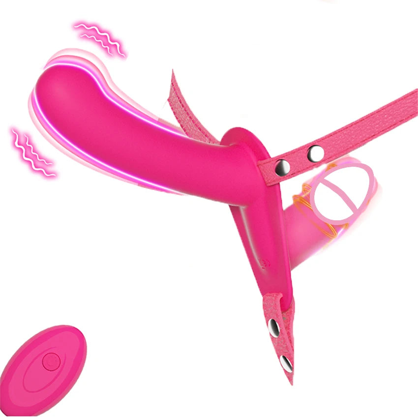 Strap-On Vibrating Dildo Adjustable Harness Vibrator with 10 Vibration Modes Wearable Harness Sex Toy for Female Couple Lesbians