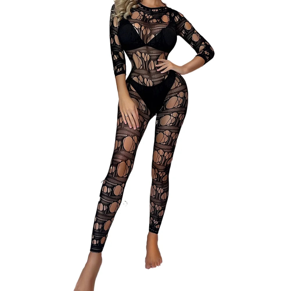 Bdsm sex for Women Bodysuit Fishnet Long Sleeves Women's Cute Sexys Fantasy Pornographic Lingerie Censorship Mesh Sexy Lace Man