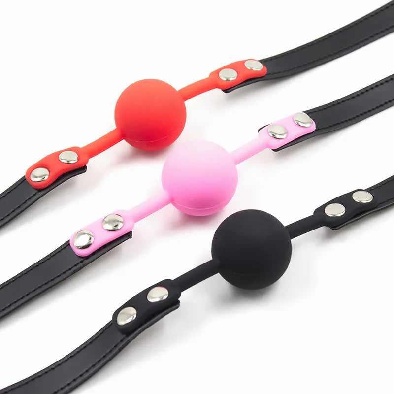 BDSM Ball Gag for Submissive Silicone Slave Throat Mouth Open Gags PU Leather Harness,Bondage Restraints,Sex Toys for Couples