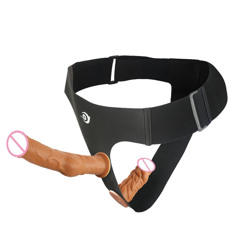 Strap On Dildo Double Penis Dual Ended Strapon Ultra Elastic Harness Belt  Adult Sex Toys for Woman Couple Anal Soft Dildos 18
