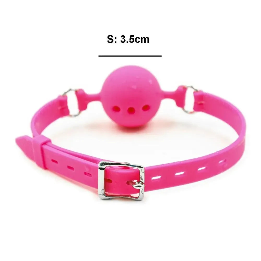 BDSM Silicone Gag Ball, Breathable Hollow Design with Adjustable Strap, Small Medium Large Size for Beginner Training