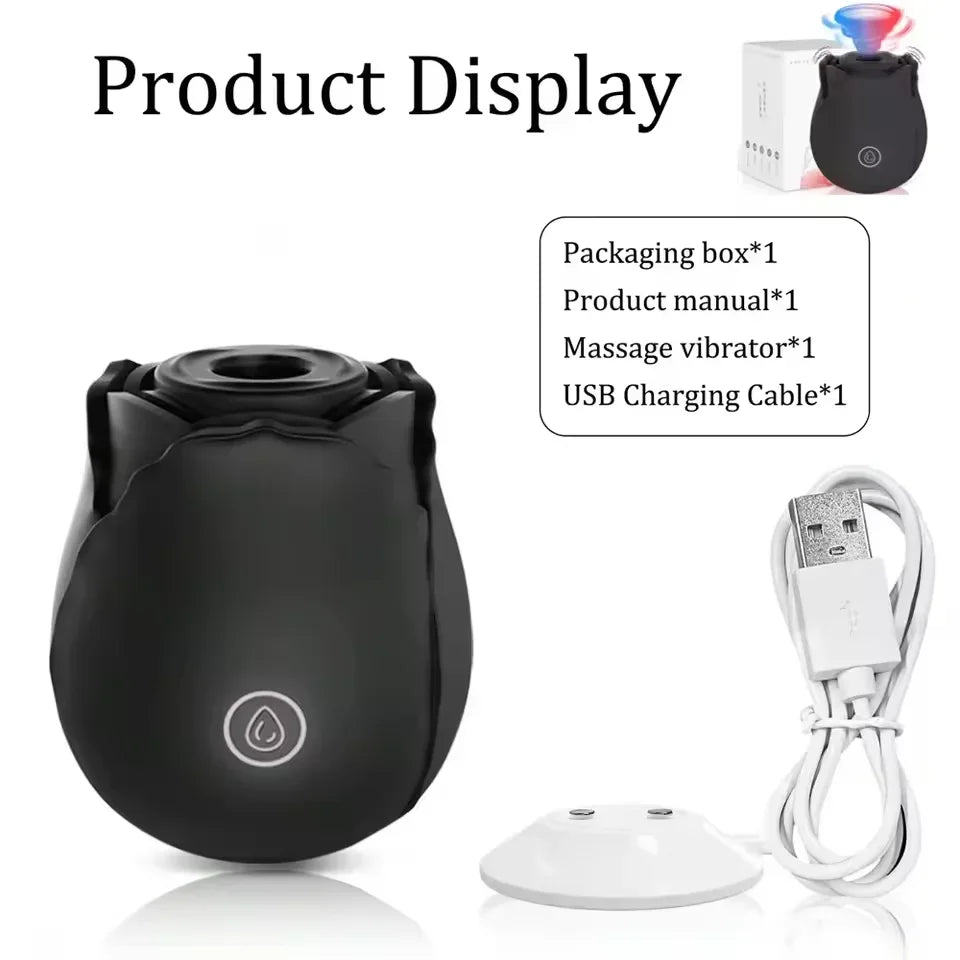 Rose Vibrator Toy G-Spot Clit Stimulator Nipple Massager Tongue Licking Masturbator for Adult Women Sex Toy