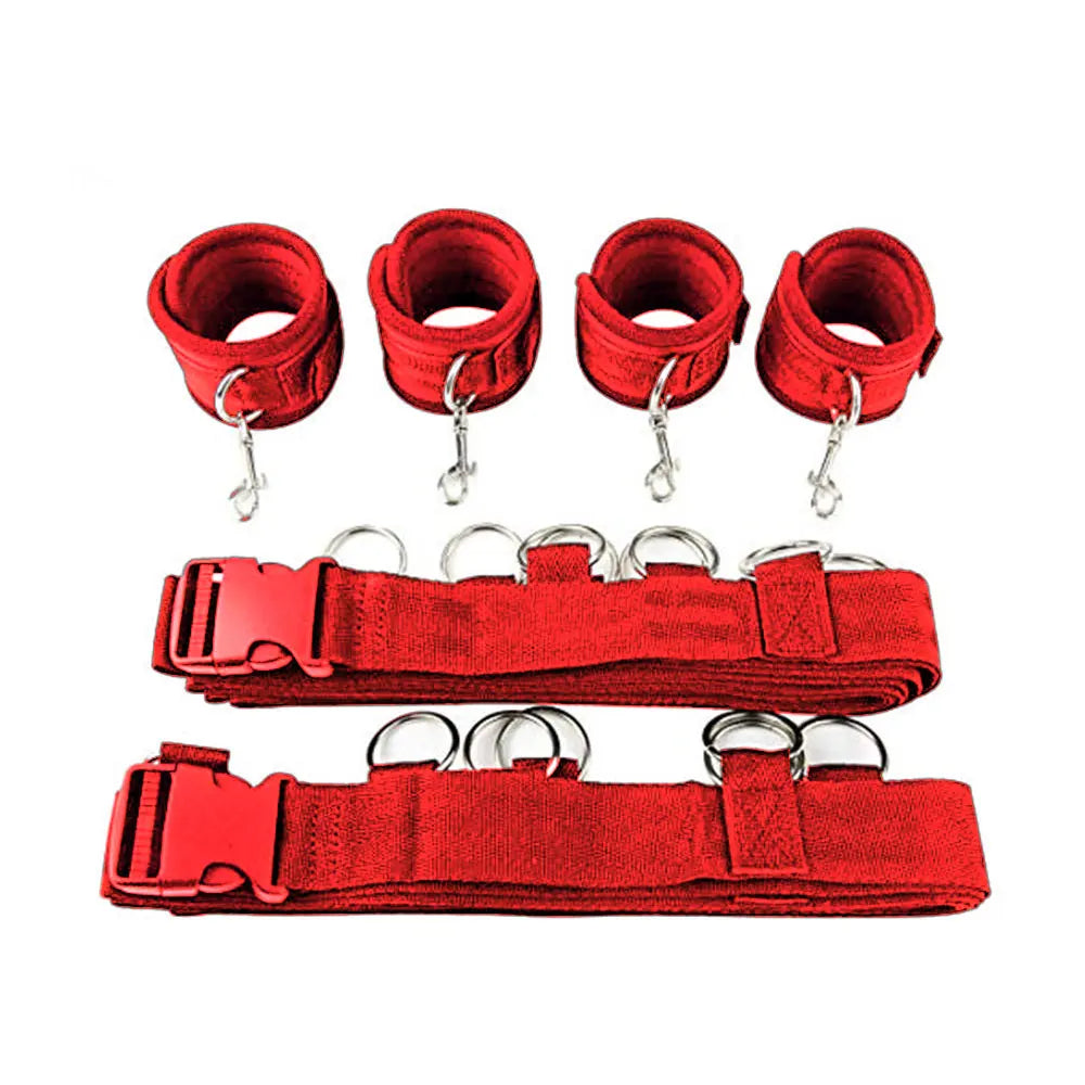 BDSM Restraint Set Bondage Handcuffs & Ankle Fetish Cuffs Slave On The Bed Open Leg Flirt Sex Toys For Women Couples Erotic Shop