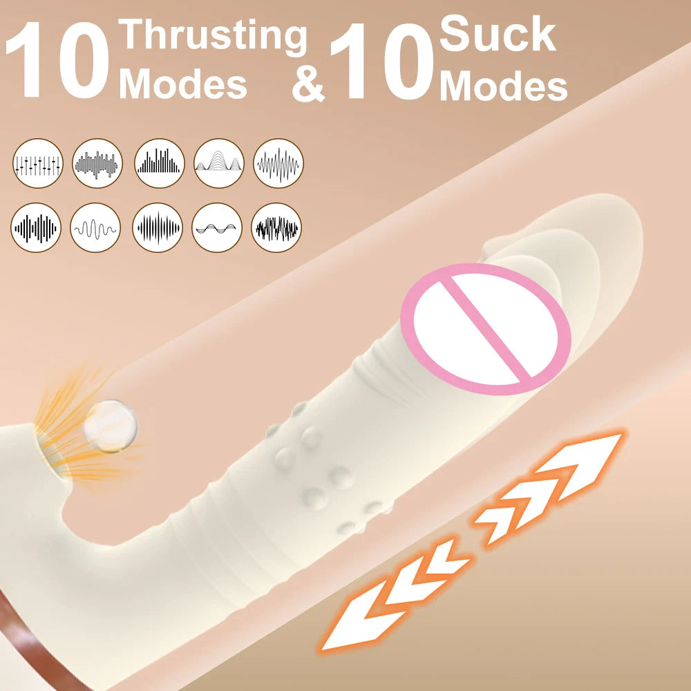 Female Clitoris Anal Thrust Sucking 2 in 1 Dildo Vibrator G-spot Massage Penetration Suction Disk Adult Sex Toys