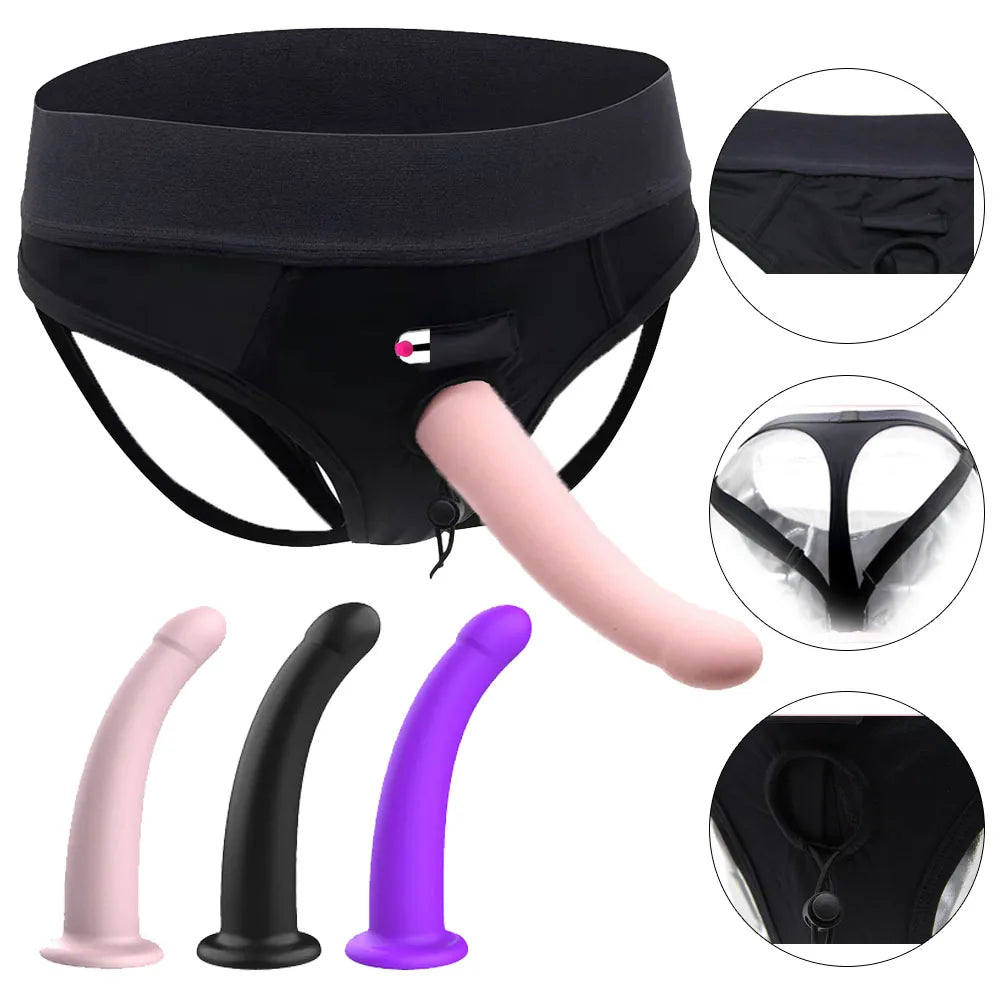 Silicone Strap On Dildo Panties, Realistic Harness Underwear with Removable Dildo for Women Lesbian Couples, Adjustable Strap-on