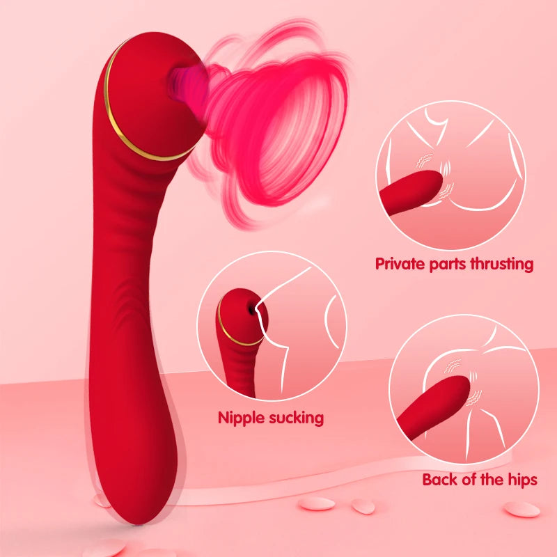 2 in 1 Female Sex Toys Clitoral Nipple Anal G-Spot Double Stimulation Vibrating Masturbator Sucking Adult Toy for Women 18+