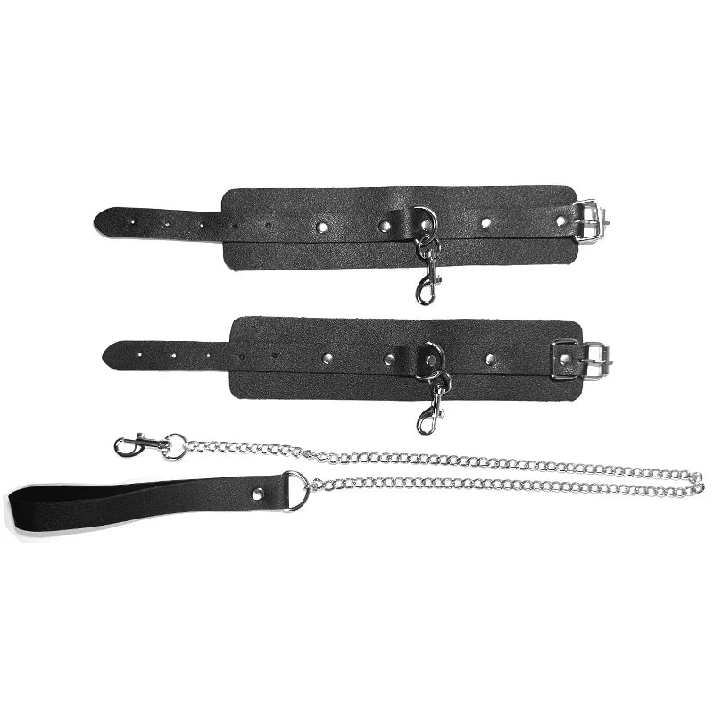 BDSM Adjustable Handcuffs Leg Cuffs PU Collar， Bra， Couple Toys BDSM Training Bondage Sex Toys SM Slave Props for Men and Women