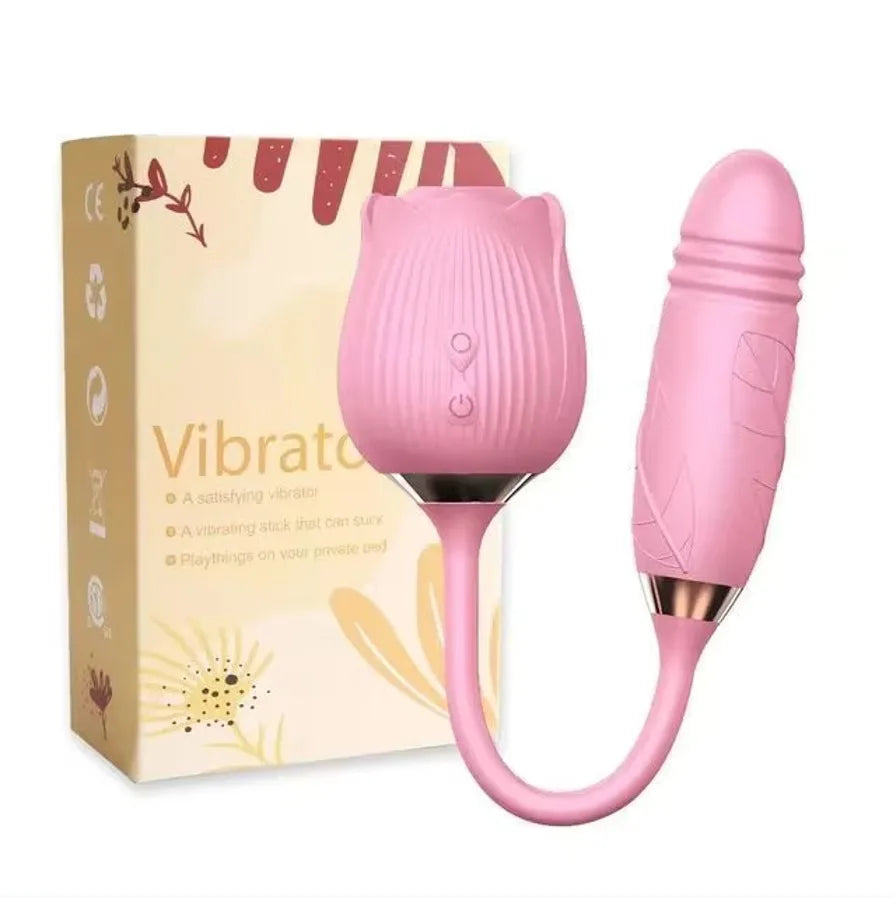 Rose Toy Sucking Vibrator Stimulator for Women with 10 Sucker Thrusting Dildo G Spot Vibrators Adult  Toys for Woman Man Couples