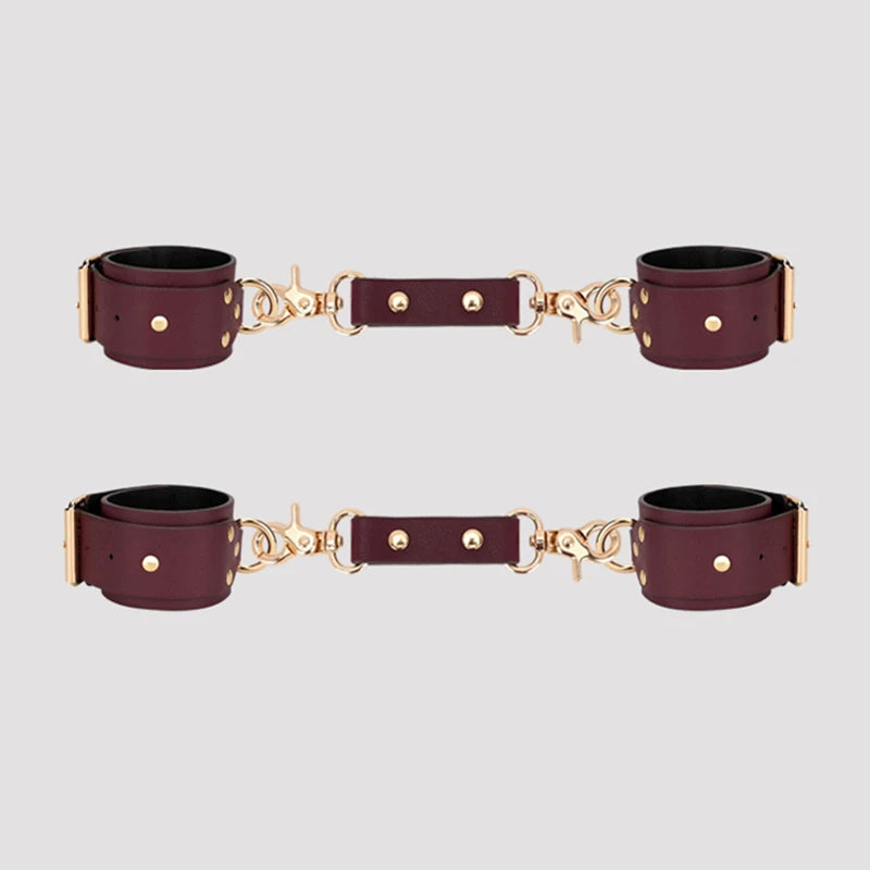 BDSM Bondage With Bag 10 PCS  Restraint Kits Handcuffs Collar Wrist Ankle Thigh cuffs Waist Belt Cross Buckle Sex Toys For Adult