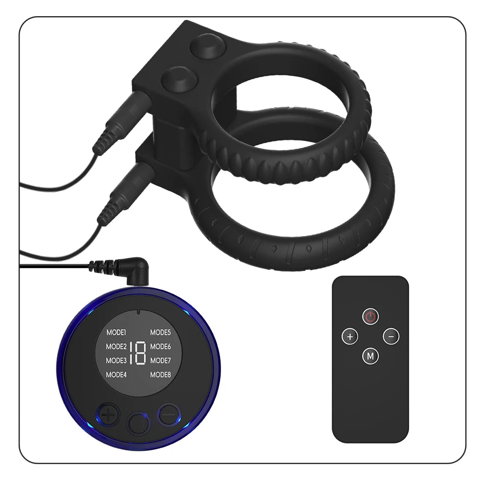 Sex Toys Erection Delay Ejaculation Electro Shock Penis Ring Electric Shock Male Penis Lock Cock Ring Reusable Stretcher Sex Toy