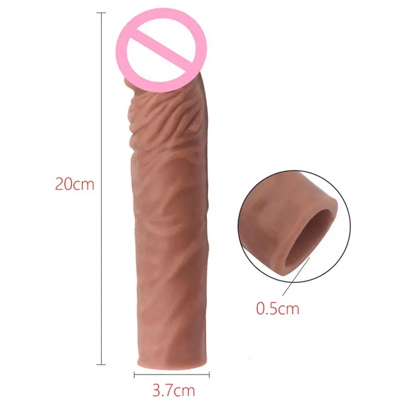 Male Cock Time Sex Toys For Men Organ Chastity Reusable Penis Enlargement Silicone Condoms Penis Extension Ring Sleeve Vibrators