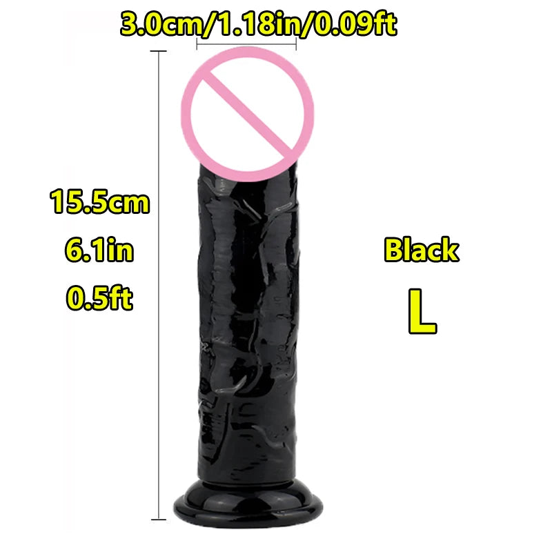Super Cheap 7 Sizes 5 Colors Realistic Soft Jelly Dildo Suction Cup Adult Sex Toy for Women and Men Vaginal and Anal Masturbator