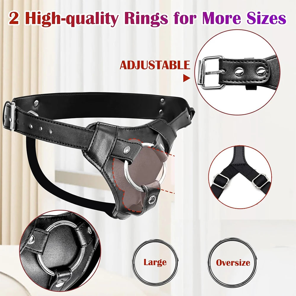 Strap On Dildo Harness Adult Sex Toys for Women Men Pegging Dildo Adjustable Waist and Thigh Soft Nylon Vegan Leather Belt toys