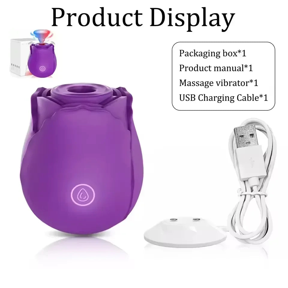 Rose Vibrator Toy G-Spot Clit Stimulator Nipple Massager Tongue Licking Masturbator for Adult Women Sex Toy