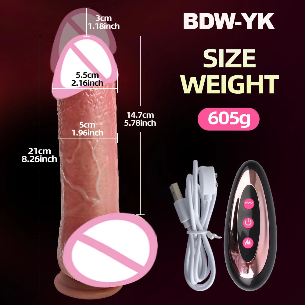 Realistic Remote Dildo Sex Toys Vibrator Women Adult Sexy Silicone Heating Big Penis G-Spot Telescopic Suction Stimulator Toy