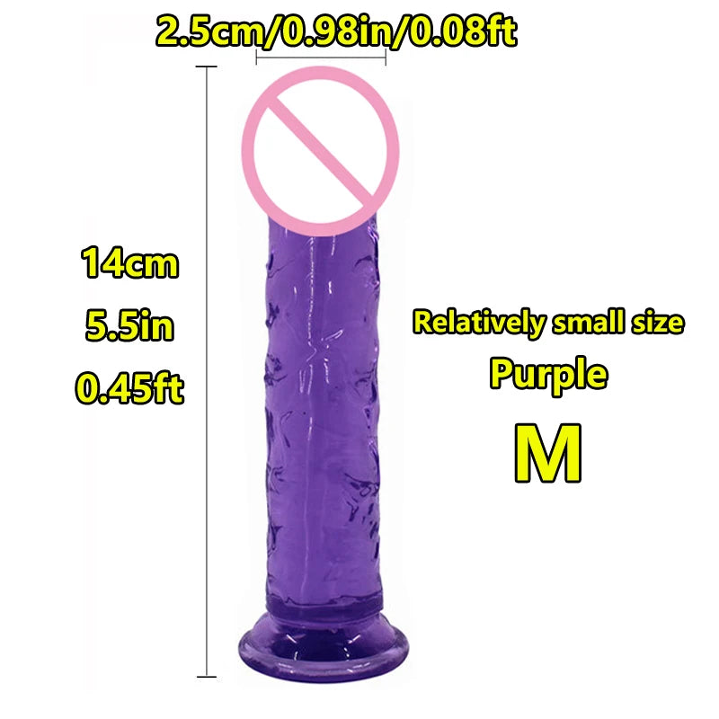 Super Cheap 7 Sizes 5 Colors Realistic Soft Jelly Dildo Suction Cup Adult Sex Toy for Women and Men Vaginal and Anal Masturbator