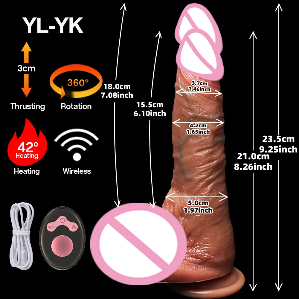 Realistic Remote Dildo Sex Toys Vibrator Women Adult Sexy Silicone Heating Big Penis G-Spot Telescopic Suction Stimulator Toy